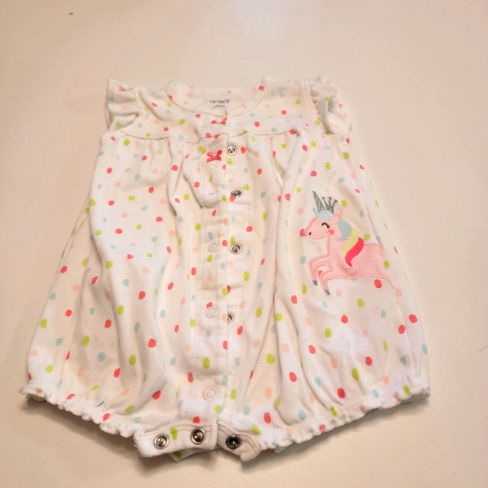 Carter's 6 month polka dot Unicorn romper